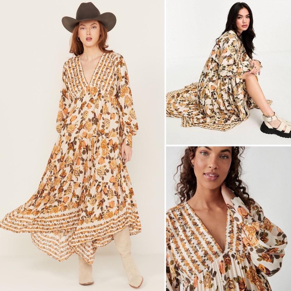 Free People Rows Of Roses Maxi Dress Medium